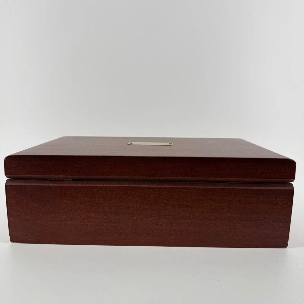 Eureka Jewelry Box Women OS 24-Slot Drawer Wood Mahogany Teal 1997 USA Made
